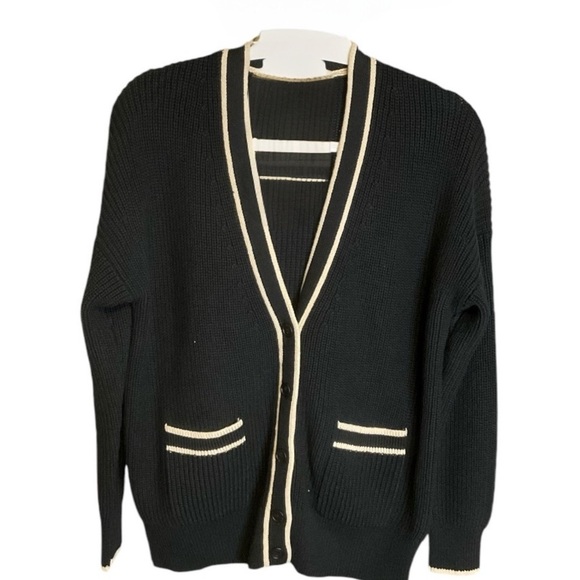 J. Crew Sweaters - J Crew Tipped V-neck Cotton Cardigan Sweater Size S